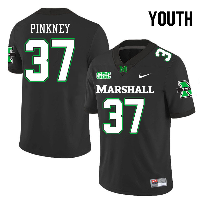 Youth #37 Jacob Pinkney Marshall Thundering Herd SBC Conference College Football Jerseys Stitched-Bl